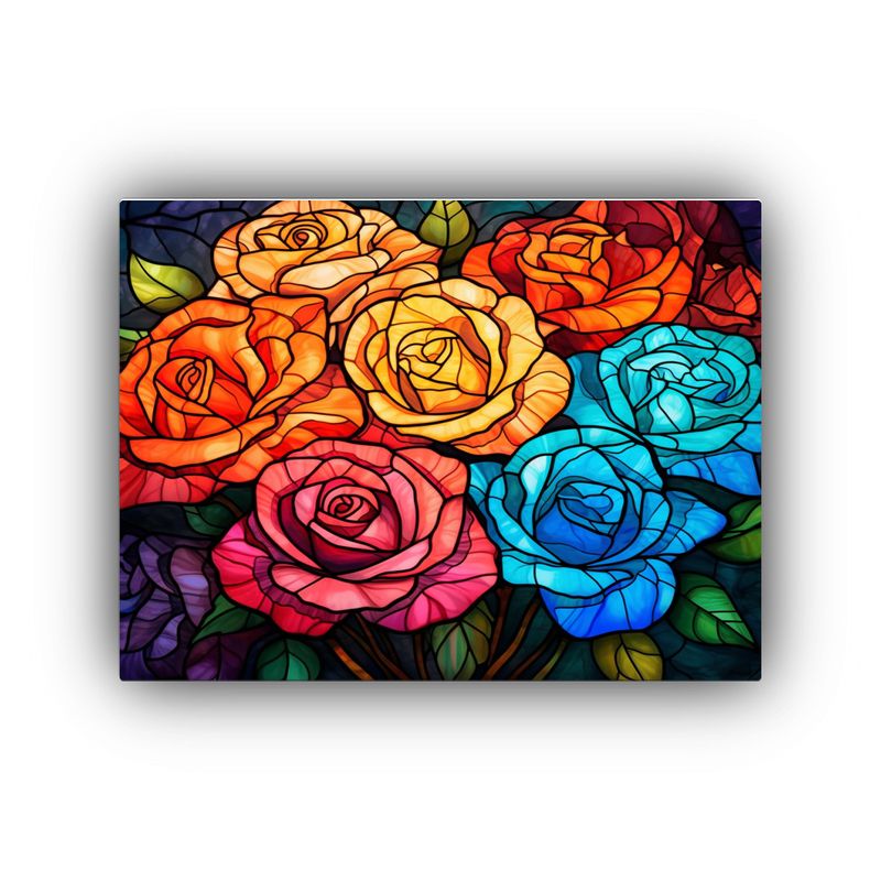 GENERICO - Tela En Bastidor Expresión Única De Rosas Multicolores Par 120x80cm