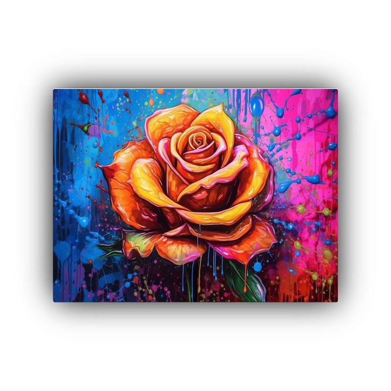 GENERICO - Cuadro Decoración Habitación De Rosa Colorida Pintada Con  120x80cm