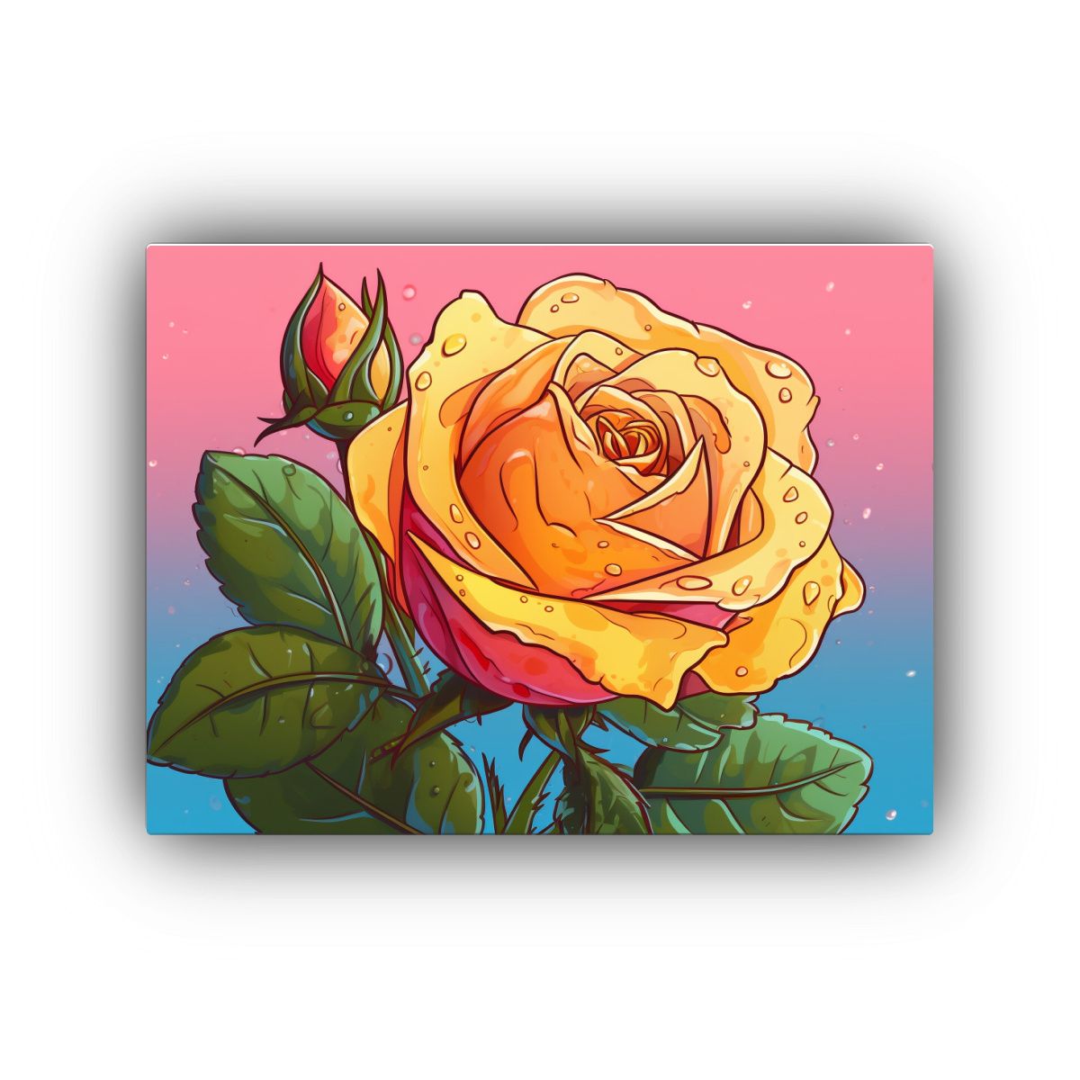 GENERICO - Cuadro Simétrico De Rosas Estilo Cartoon 120x80cm