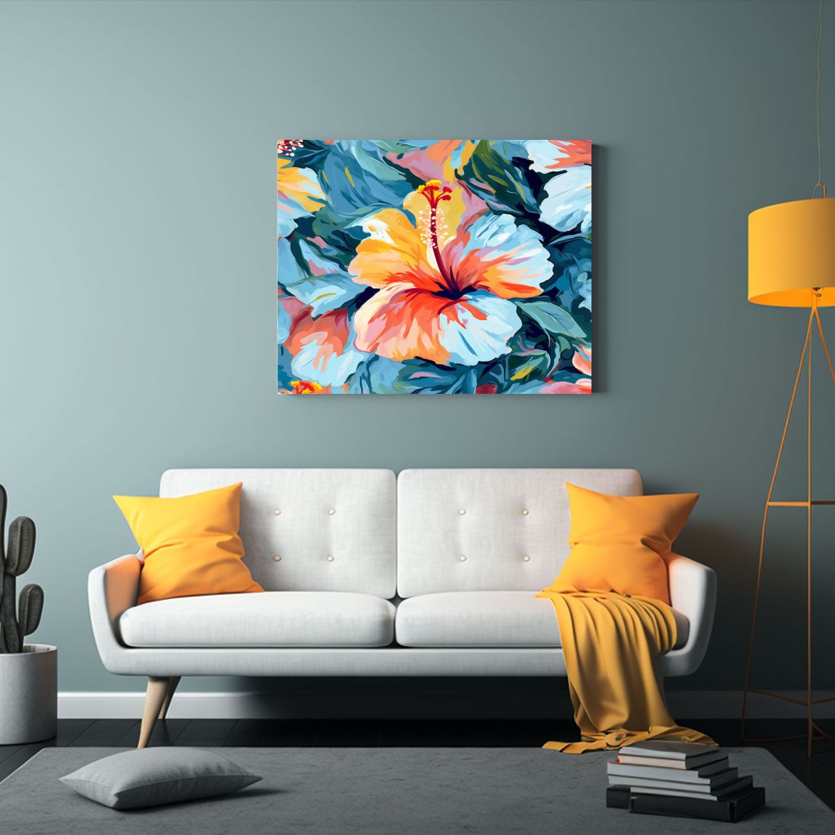 GENERICO - Pintura Decorativa Impresionante Hibisco Estilo Pincelada Al 120x80cm