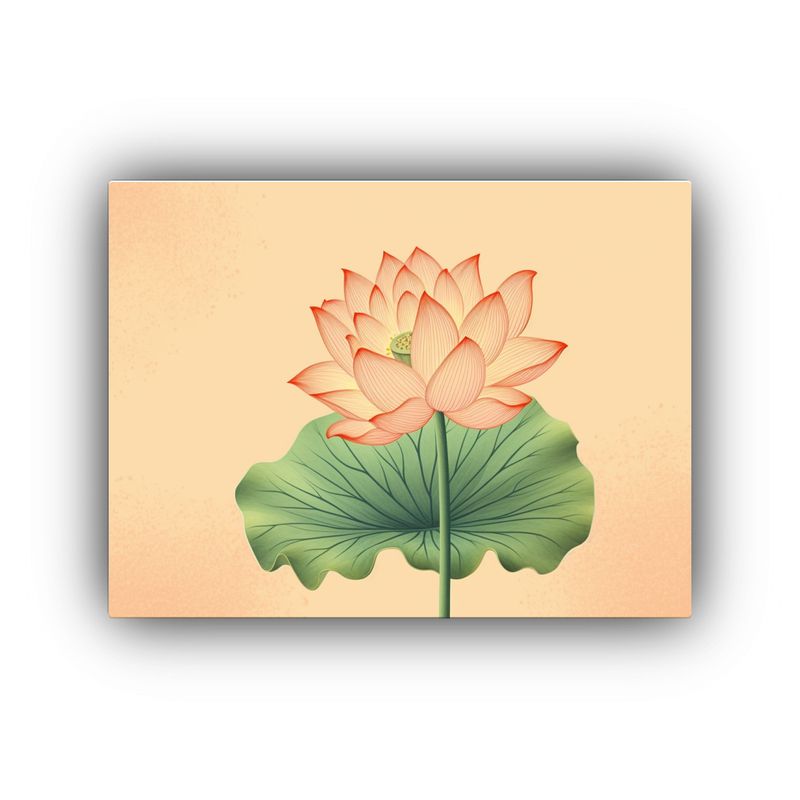 GENERICO - Cuadro Decorativo Temático Con Loto Rosa Sobre Fondo Verde 120x80cm