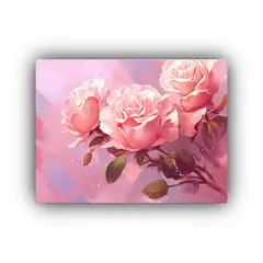 GENERICO - Pintura Decorativa De Rosas Rosadas Sobre Fondo Rosa En Acua 120x80cm