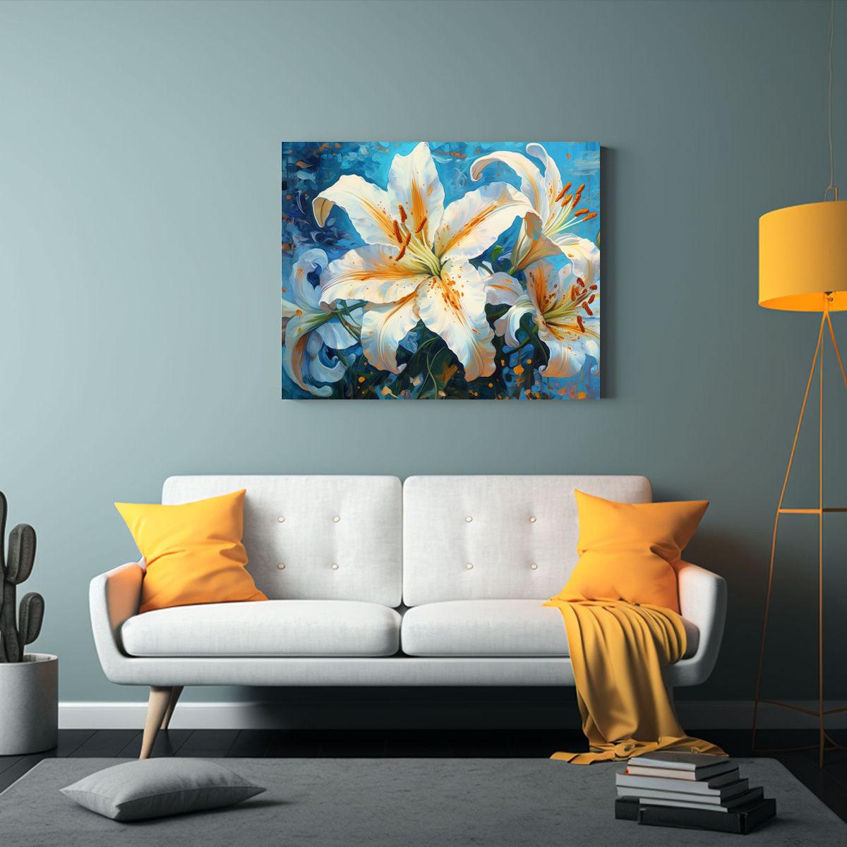 GENERICO - Cuadro Decorativo De Lirios Coloridos Con Pigmento En Lienzo 120x80cm