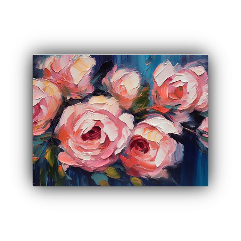 GENERICO - Pintura Decorativa De Rosas Rosadas Pintadas En Acrílico Po 120x80cm