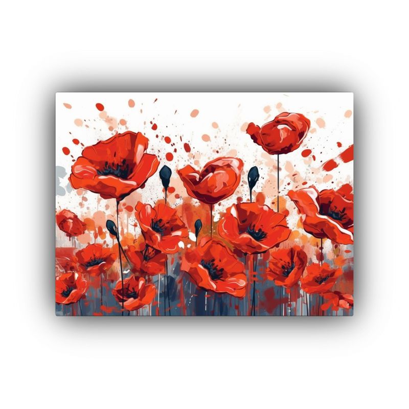 GENERICO - Cuadro Memorial Day Concepto Flores Amapola Veteranos 120x80cm