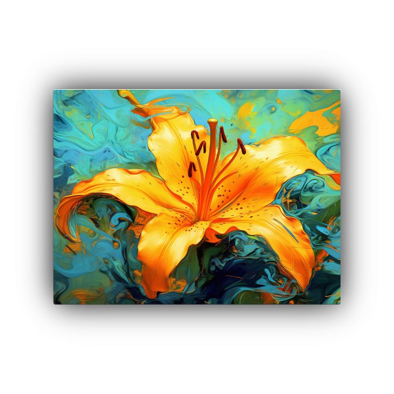 GENERICO - Cuadro De Alta Calidad Llamativo Lirio Naranja Con Flores A 120x80cm