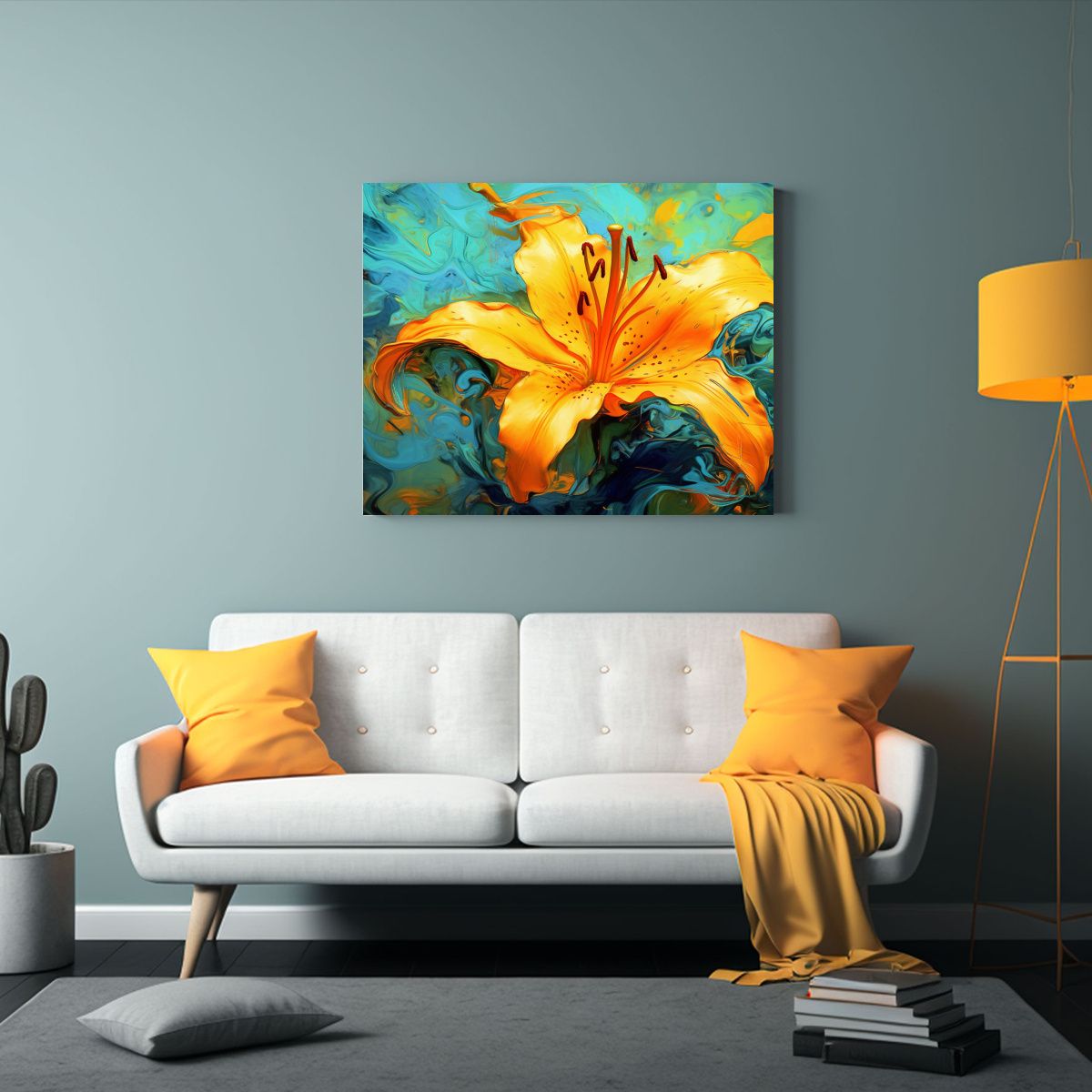 GENERICO - Cuadro De Alta Calidad Llamativo Lirio Naranja Con Flores A 120x80cm