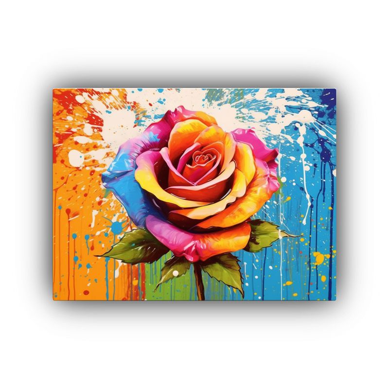 GENERICO - Cuadro De Arte De Pared Moderno Con Rosa Colorida Y Goteos D 120x80cm