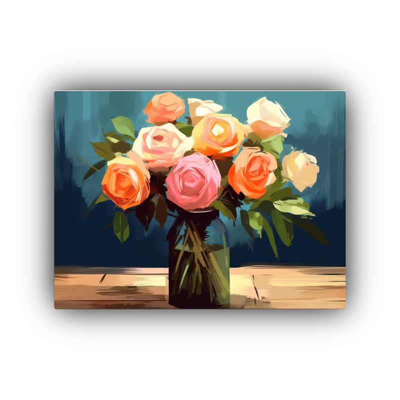 GENERICO - Pintura Digital De Un Ramo De Rosas En Procreate Tela De Bas 120x80cm