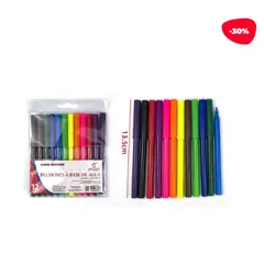 GENERICO - Plumones A Base De Agua 12 Colores 13.5Cm