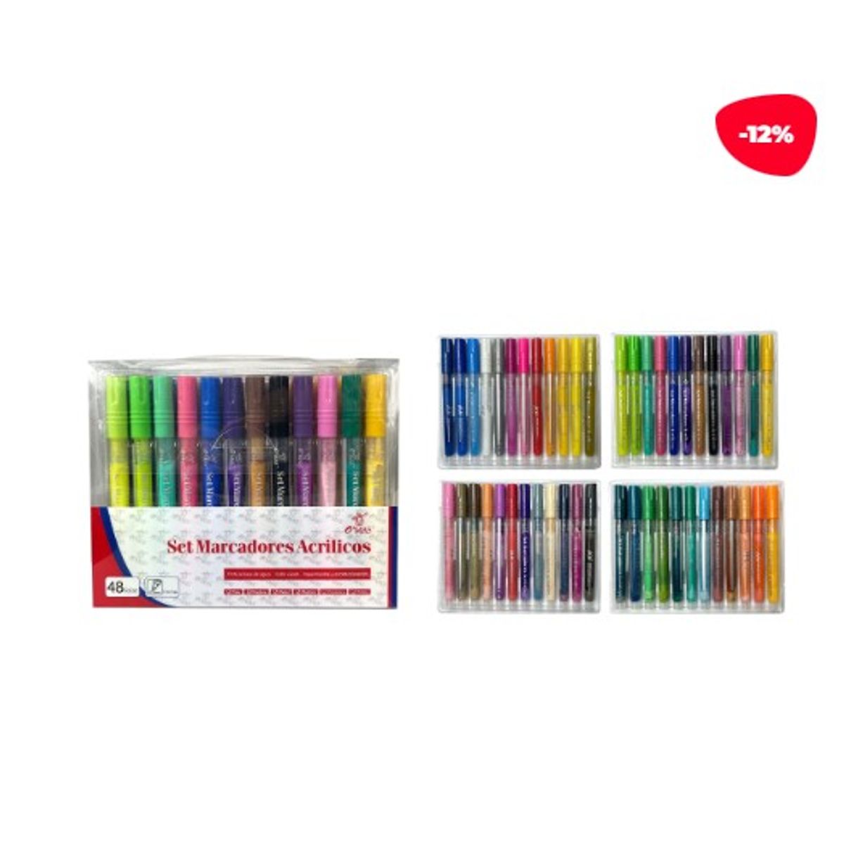 GENERICO - Plumon De Pizarra Acrilico Colores Surtidos 48Pcs