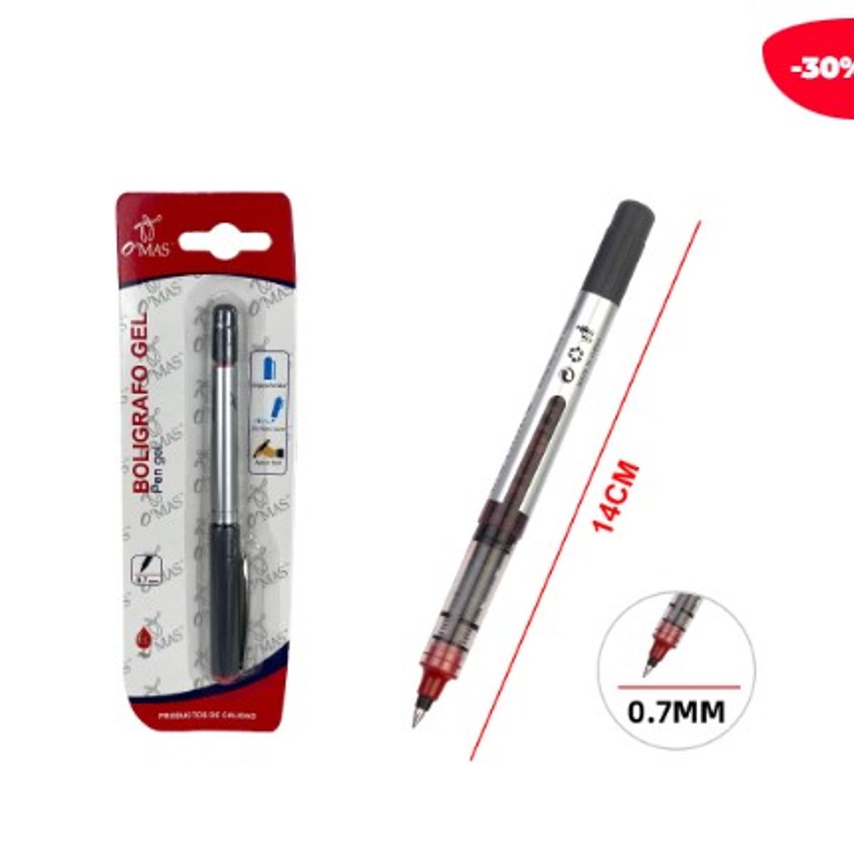 GENERICO - Boligrafos Tinta Gel Rojo 1Pcs 07Mm