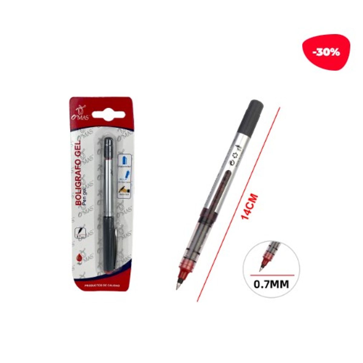 GENERICO - Boligrafos Tinta Gel Rojo 1Pcs 07Mm