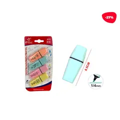 GENERICO - Destacador Permanente Fluor Color Pastel 1/4Mm 4 Pcs
