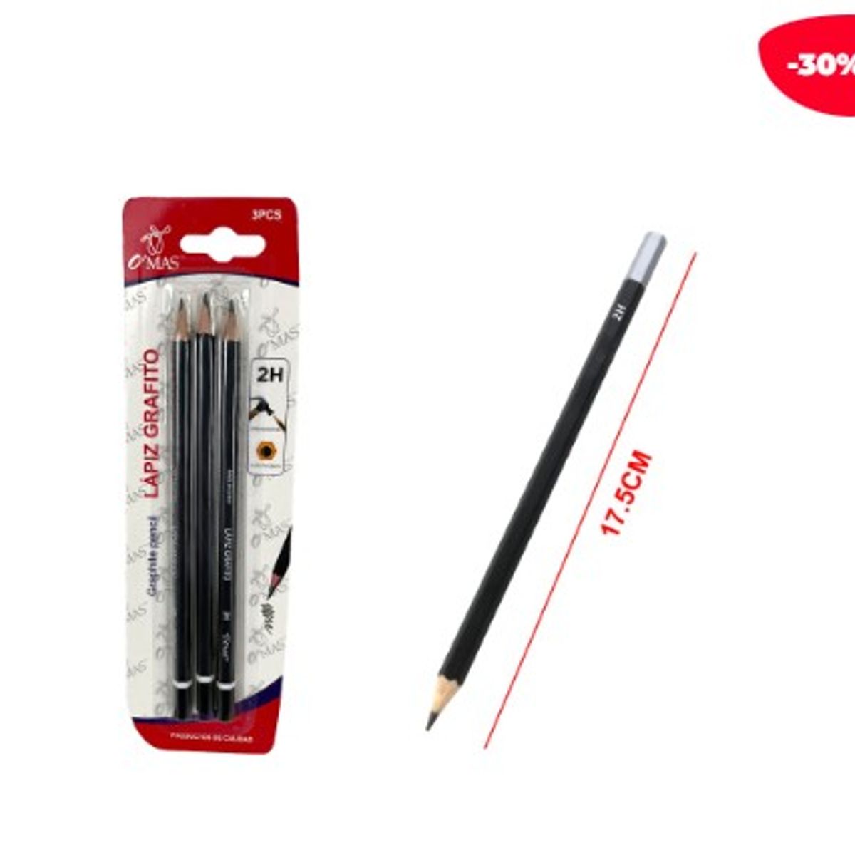 GENERICO - Lapiz Grafito Hexagonal 2H 3Pcs 17 5Cm