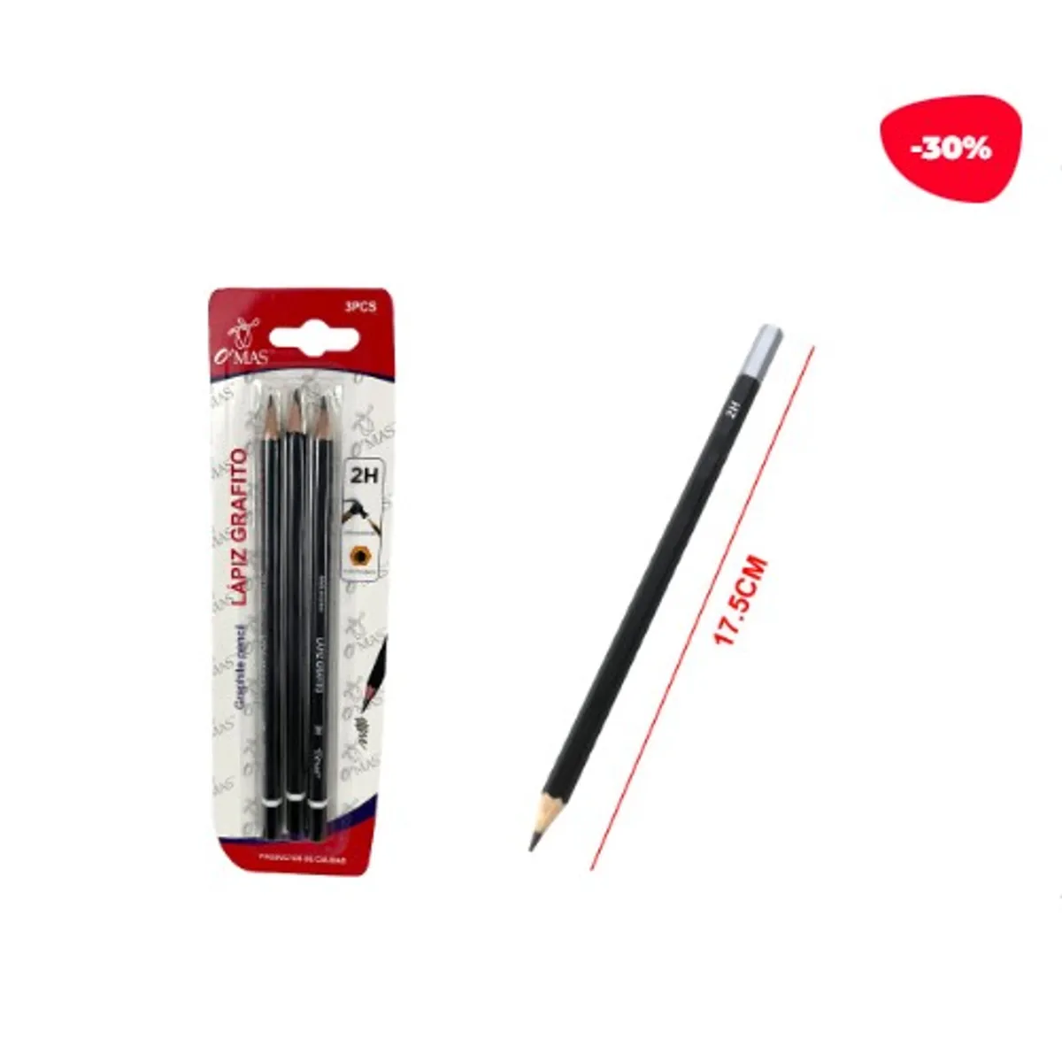 GENERICO - Lapiz Grafito Hexagonal 2H 3Pcs 17 5Cm