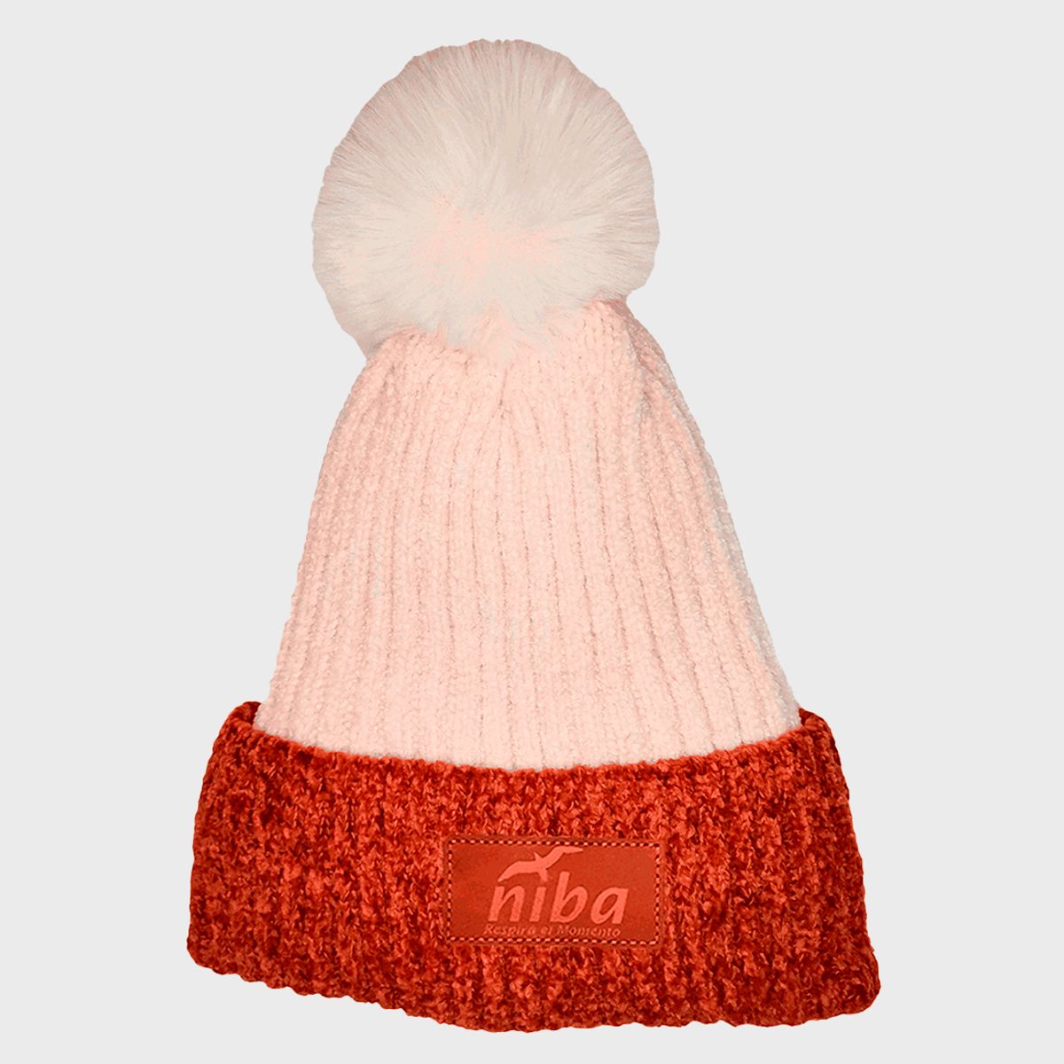NIBA - Gorro Lana Gamuza Café Blanco Niba