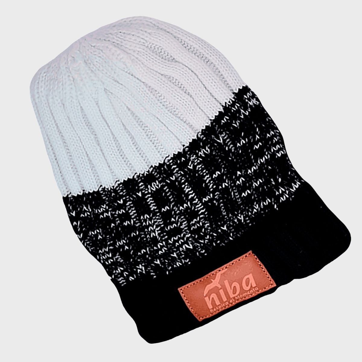 NIBA - Gorro Lana Río Maule Negro Blanco Niba