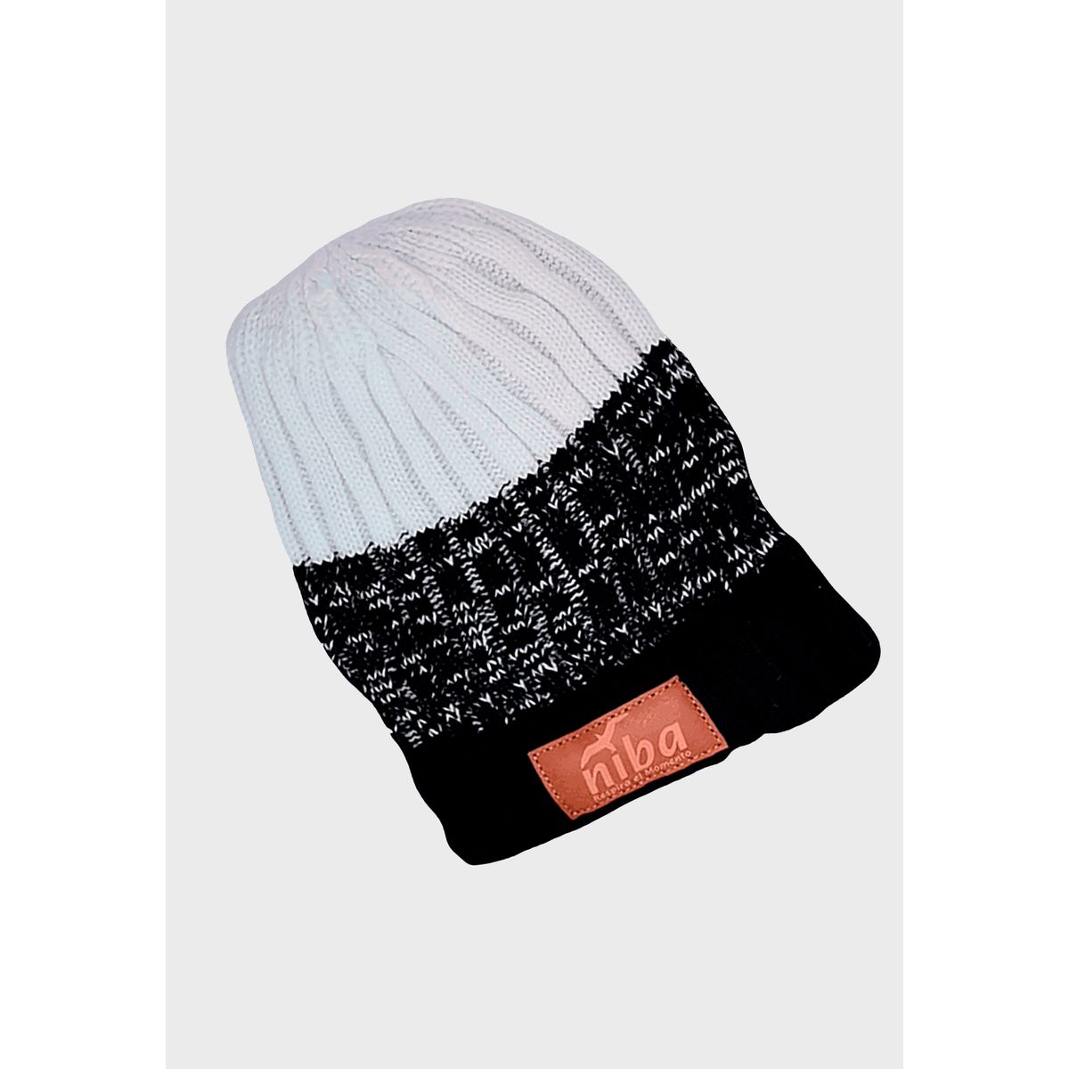NIBA - Gorro Lana Río Maule Negro Blanco Niba