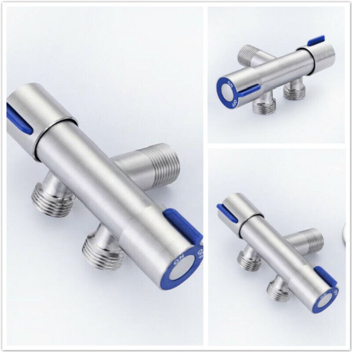 KUANGYE - Llave Doble Salida Corte Rápido Acero Cromado