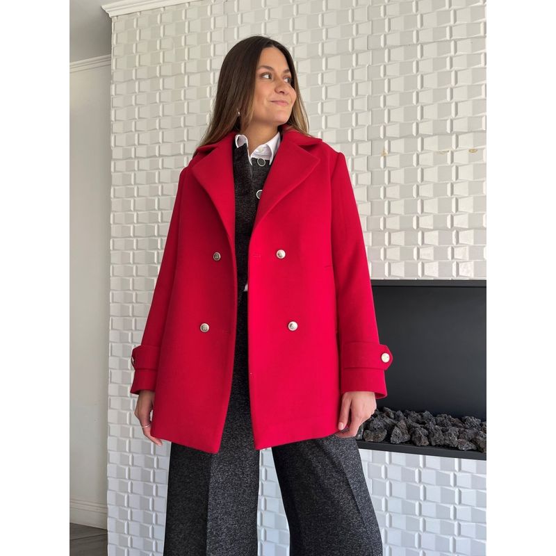 MARA MORE - CHAQUETÓN ESTILO MARINO DE MARA MORE COLOR ROJO.