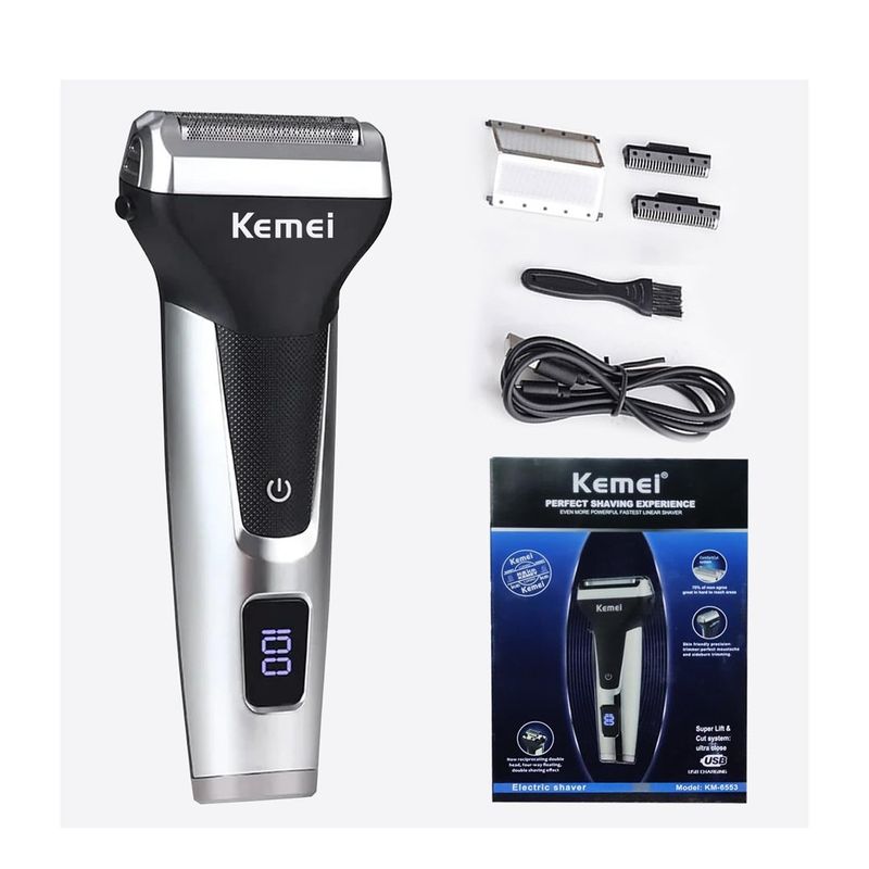 KEMEI - Afeitadora KEMEI Profesional Pantalla LED Resistente al Agua