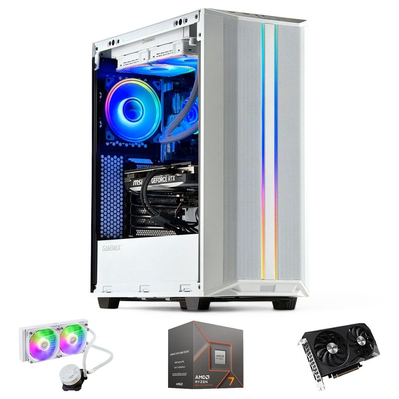 HYPERPC - PC GAMER Blanco AMD RYZEN 7 8700 32gb DDR5 1Tb RTX 3050 WiFi