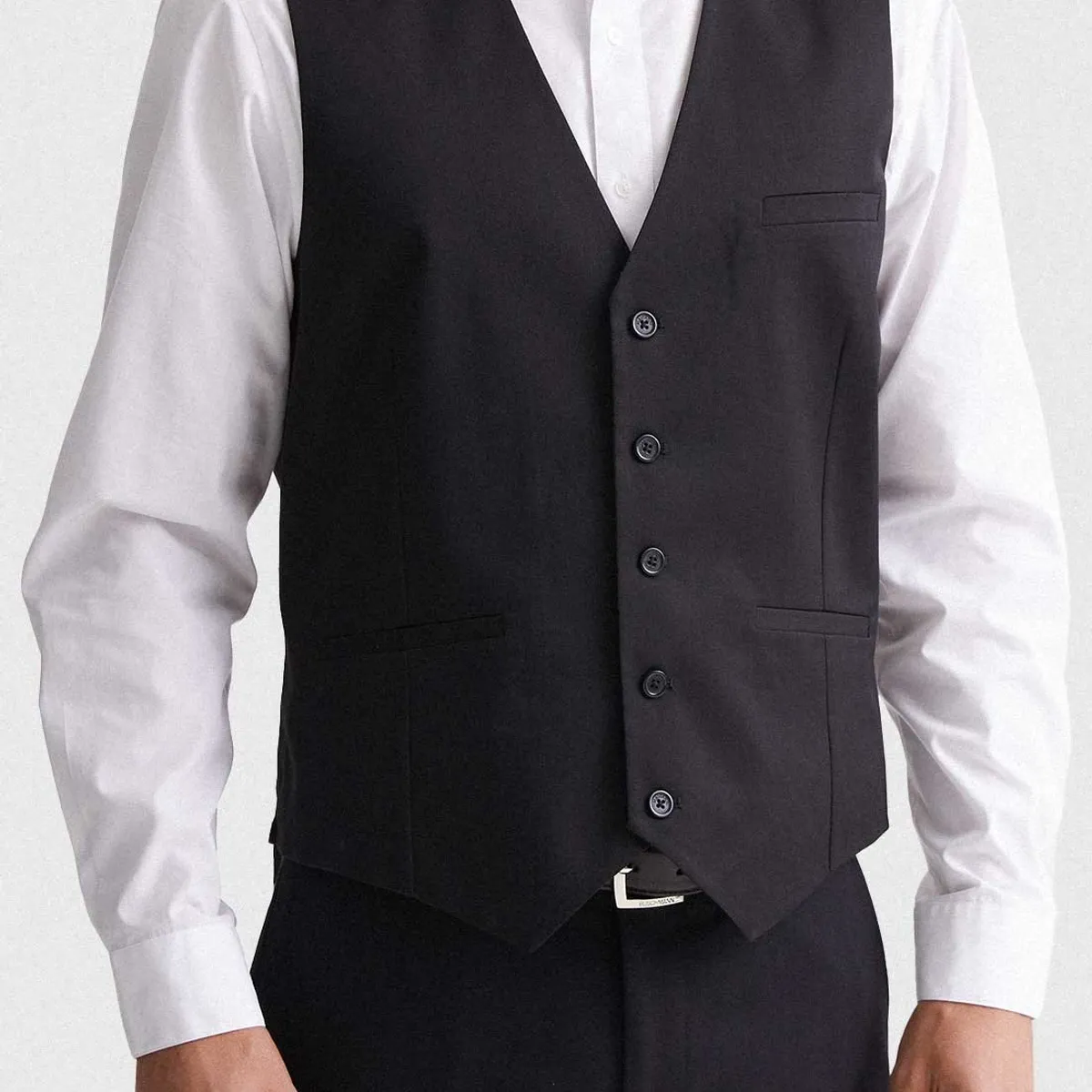 MAVIANNI - Gilet Formal Hombre Regular Twill Negro Mavianni