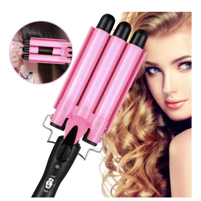 GENERICO - Rizador Ondulador 3 Tubos Plancha Para Cabello Profesional