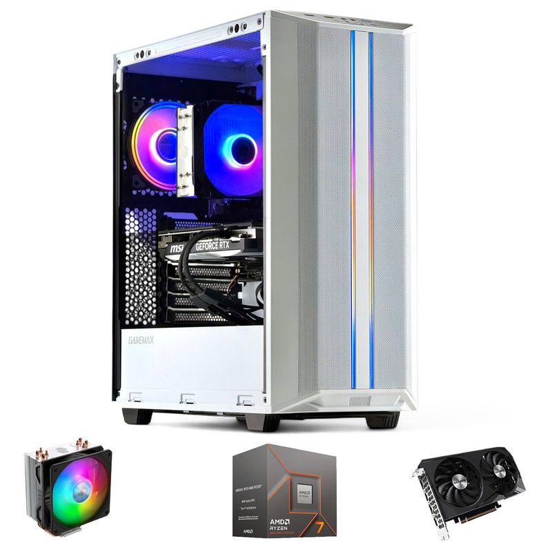 HYPERPC - PC GAMER Blanco AMD RYZEN 7 8700 32gb DDR5 1Tb RTX 3060 WiFi Air