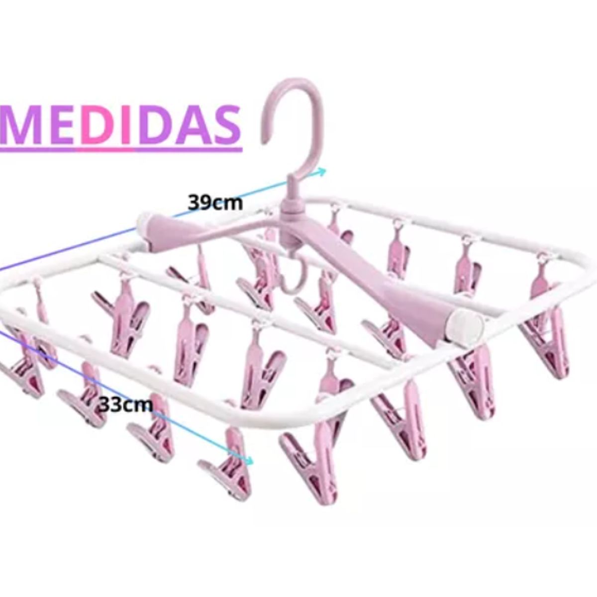 GENERICO - Colgador De Calcetín Ropa Interior De 20 Clips Rosa Pack 2