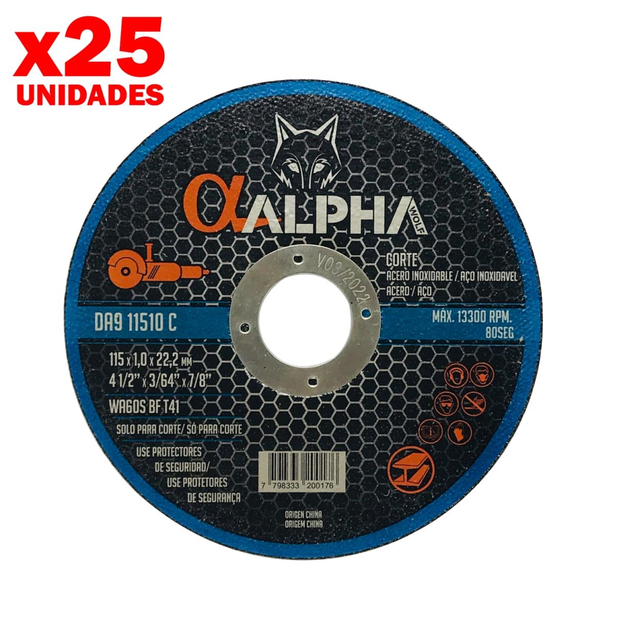 ALPHA PRO - Discos de Corte 4-12 10mm Extra Fino 25Und Acero Inox Alpha Pro