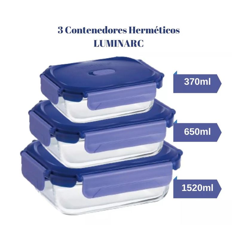 LUMINARC - Set 3 Taper Luminarc RECTANGULAR 1520+650+370ml