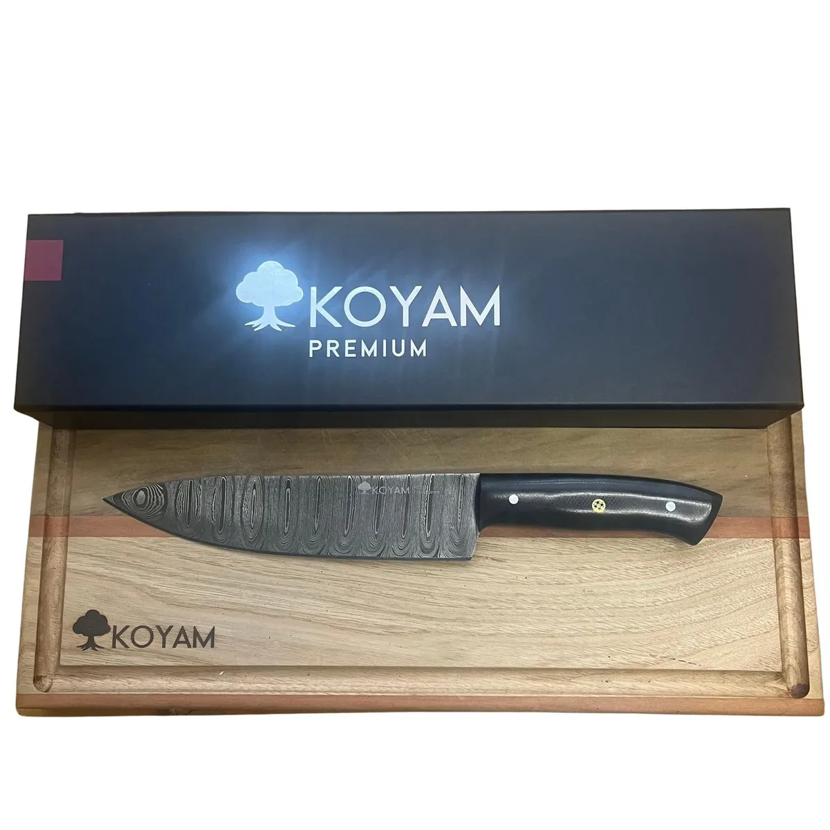 KOYAM - KOYAM - Cuchillo Chef 32cm negro Alta Gama Damasco 512 capas