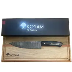 KOYAM - - Cuchillo Chef 32cm negro Alta Gama Damasco 512 capas