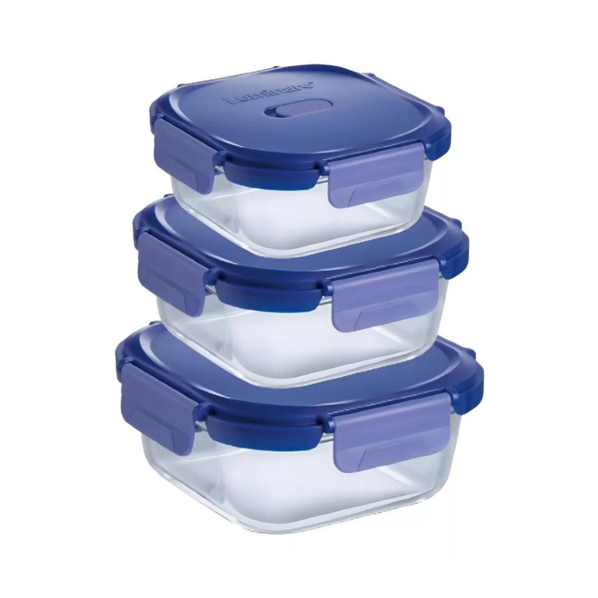 LUMINARC - Set 3 taper hermeticos Cuadrados Vidrio Luminarc (800ML-560ML-320ML)