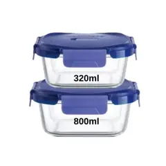 LUMINARC - Set 2 taper hermeticos Cuadrados Vidrio (800ML - 320ML)