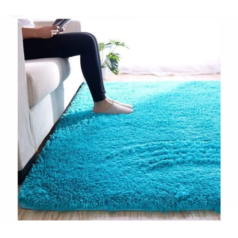 GENERICO - Alfombra Peluda De Felpa Azul De 1.50 x 2.00 m