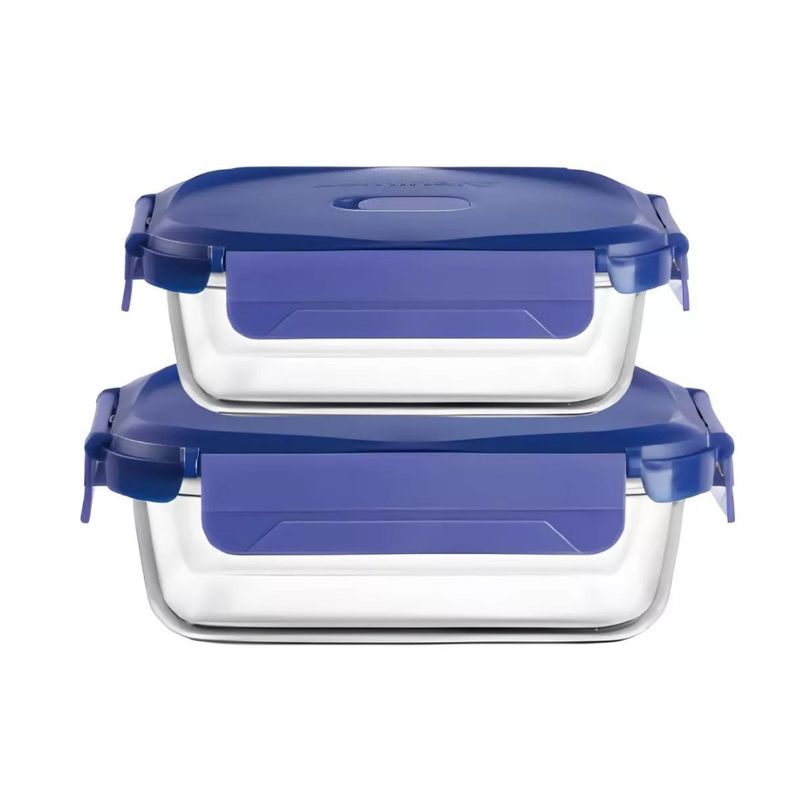 LUMINARC - Set 2 Taper Hermeticos Rectangulares Vidrio Luminarc (650 - 370 ML)