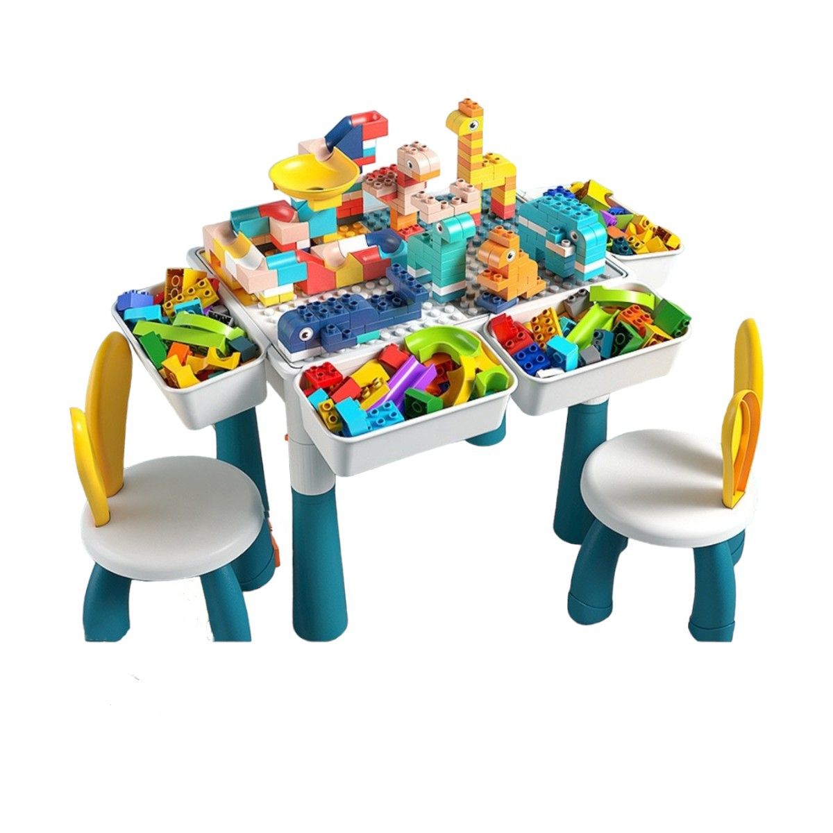 LUBABYCAS - Mesa de Bloques 346 Piezas Y 2 Sillas By LuBabycas