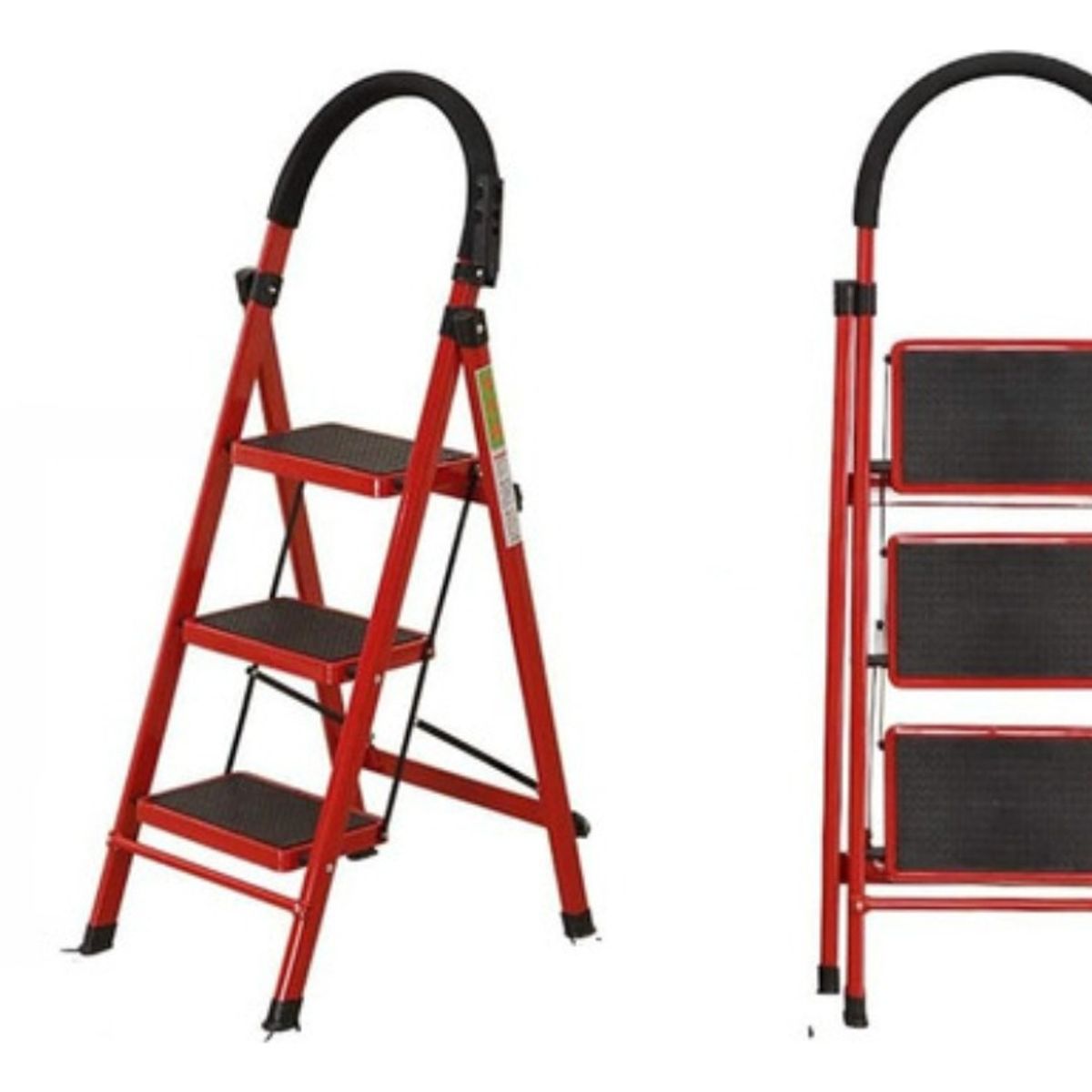 U BUY - Escalera Antideslizante 3 Escalones Peldaño Amplio Plegable