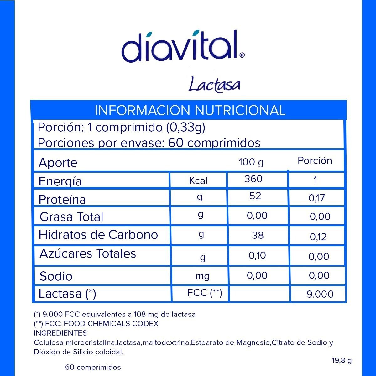 NUTRAPHARM - Diavital Lactasa 60 Comprimidos Sin Sabor