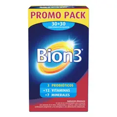 NUTRAPHARM - Pack Bion 3 Vitaminas Minerales Y Probióticos 60 Comprimidos