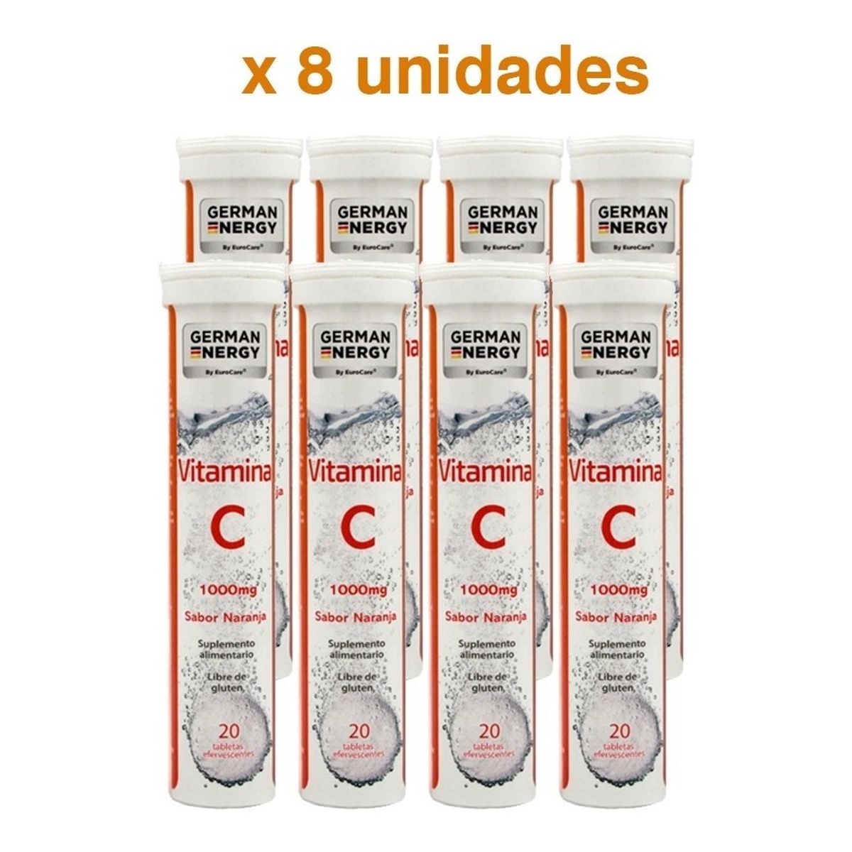 GERMAN ENERGY - Vitamina C Efervescente 1000mg X20tab pack 8 Un German E