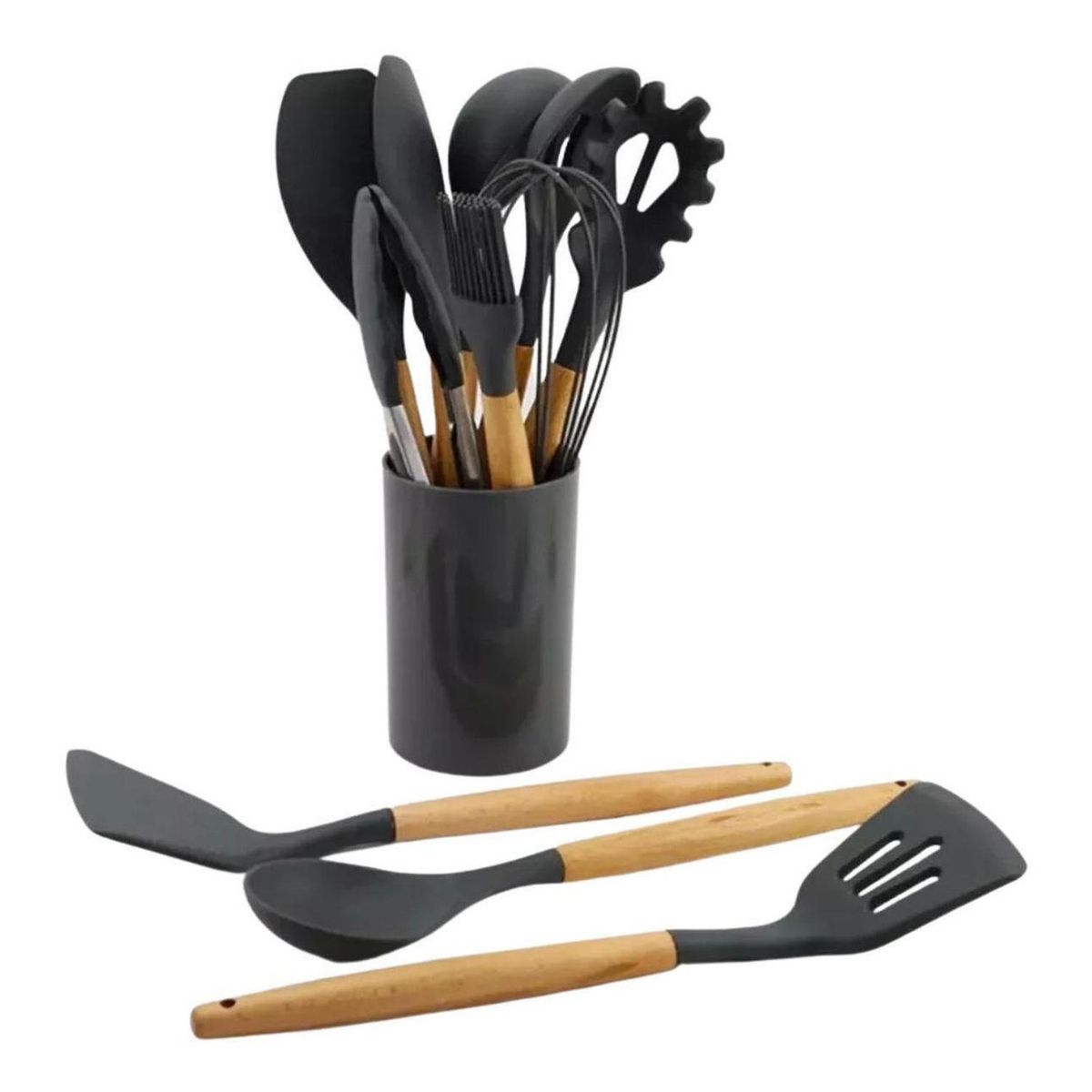 IMPORTCLICK - Set 11 Utensilios Cocina Antiadherentes Silicona Negro