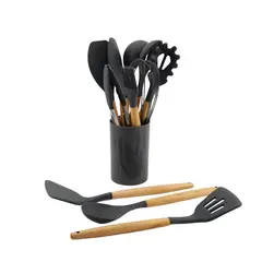 IMPORTCLICK - Set 11 Utensilios Cocina Antiadherentes Silicona Negro - Negro