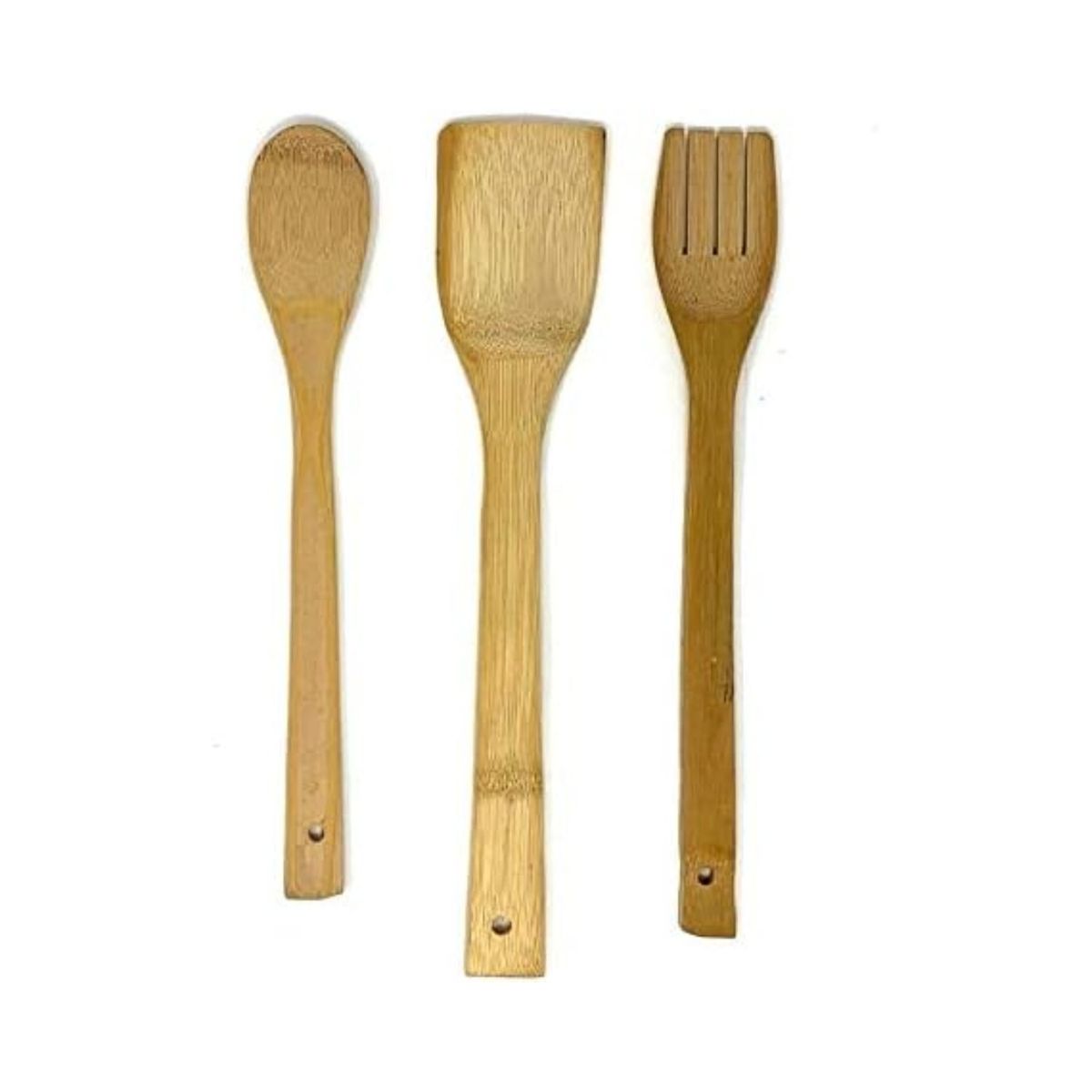 IMPORTCLICK - Set Utensilios 3 Piezas Bambú Cocina Antiadherente - Café
