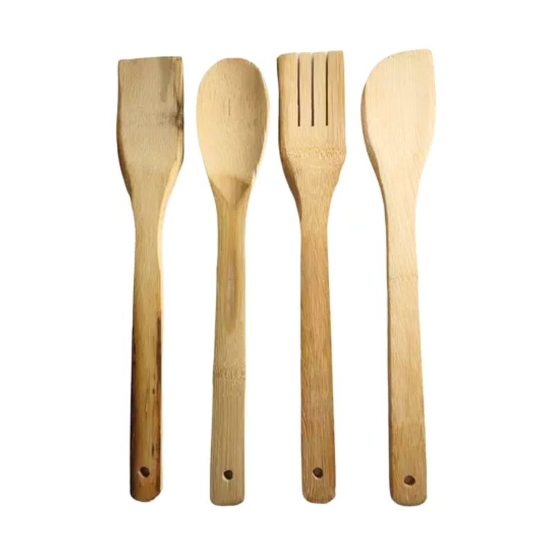 IMPORTCLICK - Set Utensilios 4 Piezas Bambú Cocina Antiadherente - Café