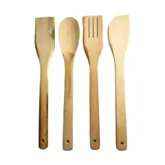 IMPORTCLICK - Set Utensilios 4 Piezas Bambú Cocina Antiadherente - Café