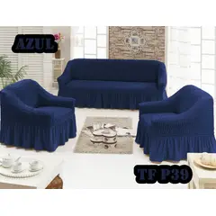 GENERICO - Cubre Sofa Sillon Turco para 3 cuerpos 3+1+1 Azul